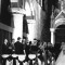 Bride walking down the aisle at Mansfield Traquair, photo credit Duke Studios