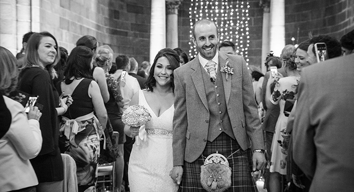 Just married at Masfield Traquair, Edinburgh