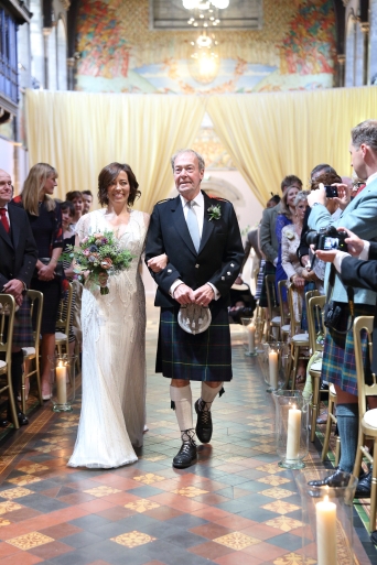 Walk down the aisle - wedding ceremony at Mansfield Traquair, Edinburgh - unique wedding venue | Photo credit Stuart Craig Photography