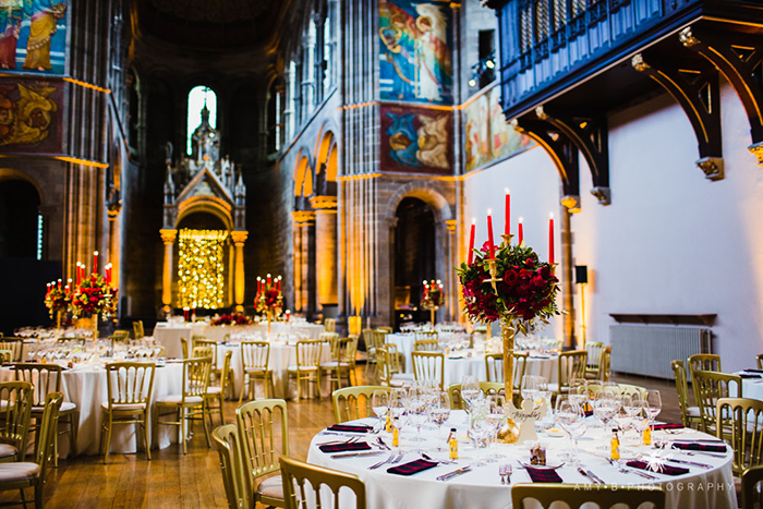 Red, gold and cream colour theme. Venue - Mansfield Traquair in Edinburgh 