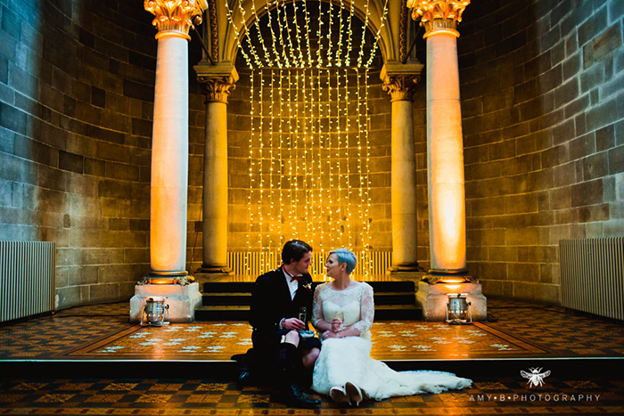Newlyweds/bridal couple. Venue - Mansfield Traquair in Edinburgh 