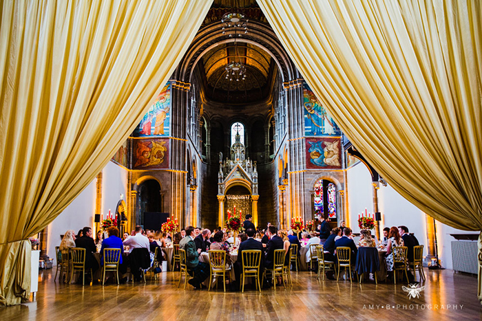 Reg and gold wedding colour theme. Venue - Mansfield Traquair in Edinburgh 