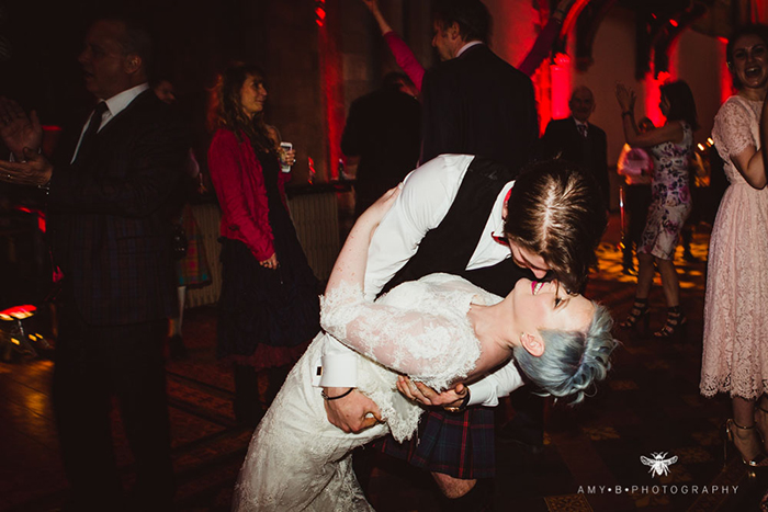 bride and groom at their wedding reception at Mansfield Traquair in Edinburgh 