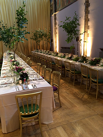 long tables for a wedding - Mansfield Traquair, Edinburgh
