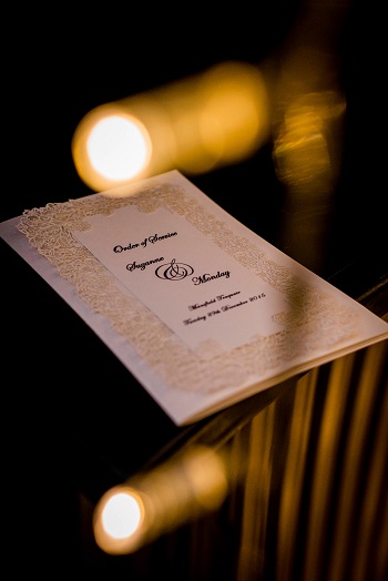 A wedding Order of Ceremonies at Mansfield Tranquair, Edinburgh