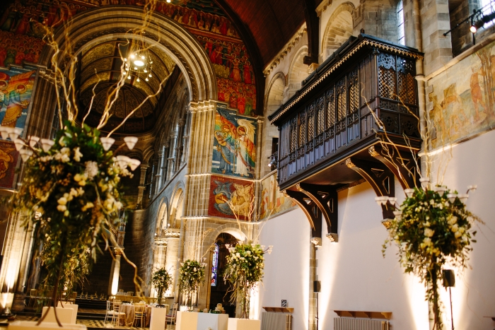 Beautiful flower centerpieces - Valentine's day wedding at Mansfield Traquair, Edinburgh 