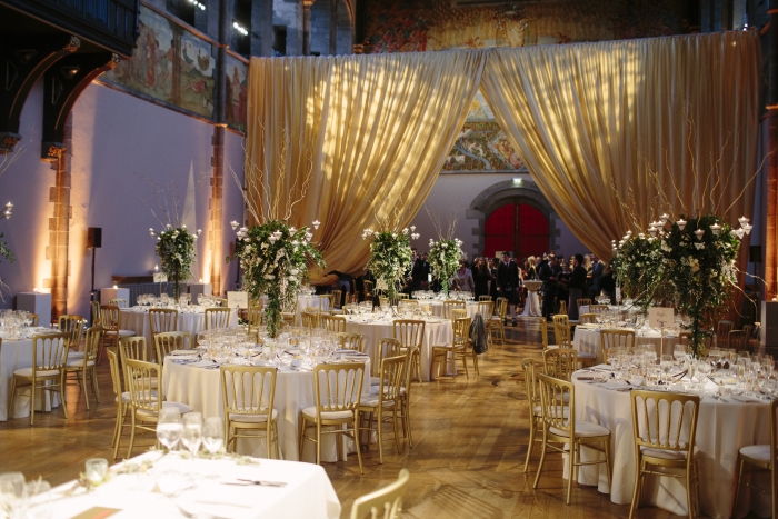 Beautiful flower centerpieces - Valentine's day wedding at Mansfield Traquair, Edinburgh 