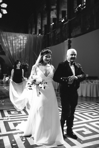 Walking down the aisle - Valentine's Day wedding at Mansfield Traquair, Edinburgh 